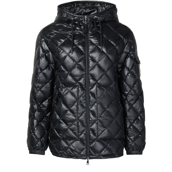 Short quilted hooded down jacket - Black
