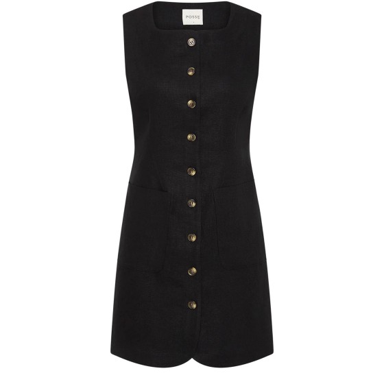Emma button-down mini dress - Black