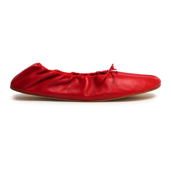 Round ballet flat in leather - Red