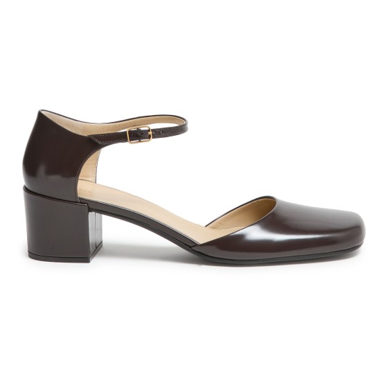 Penelope ankle strap pumps in leather - brown