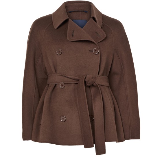 Belted short trench coat - brown