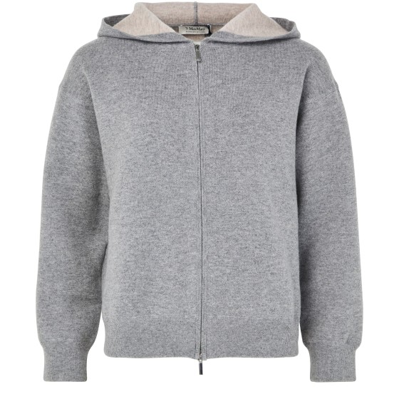 Zippered cardigan with hood - grey