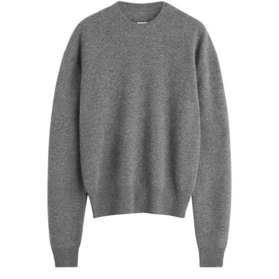 Classic round neck cashmere sweater - grey