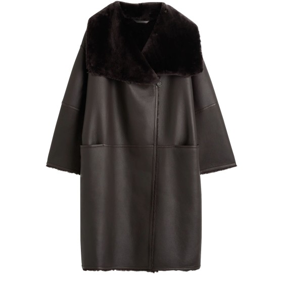 Shearling wrap coat - brown