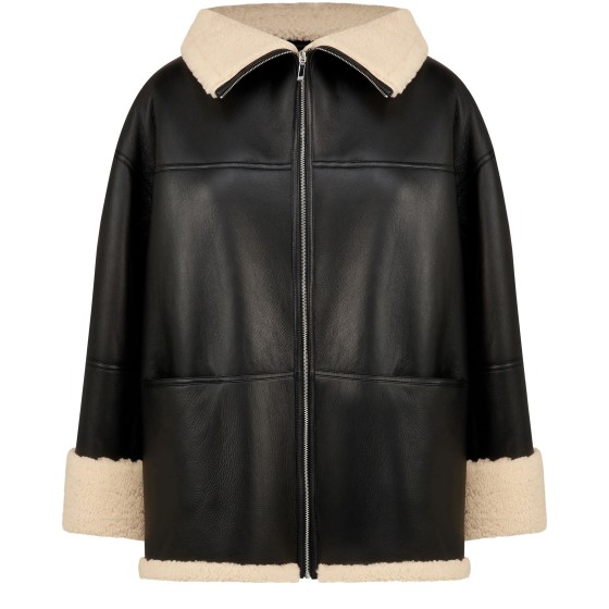 Lamb wool coat - Black