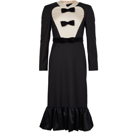 Virgin wool midi dress - Black