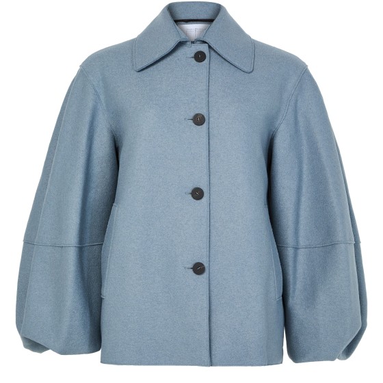 Puff-sleeved jacket in pressed wool - grey