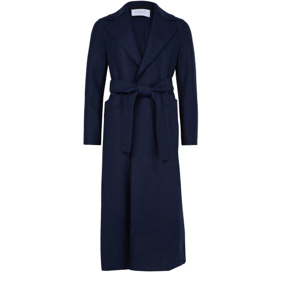 Maxi coat in pressed wool - Blue