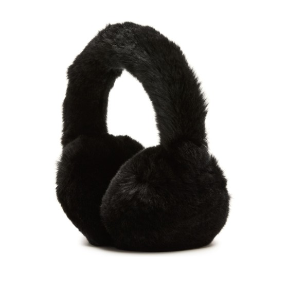 Rex rabbit fur earmuffs - Black
