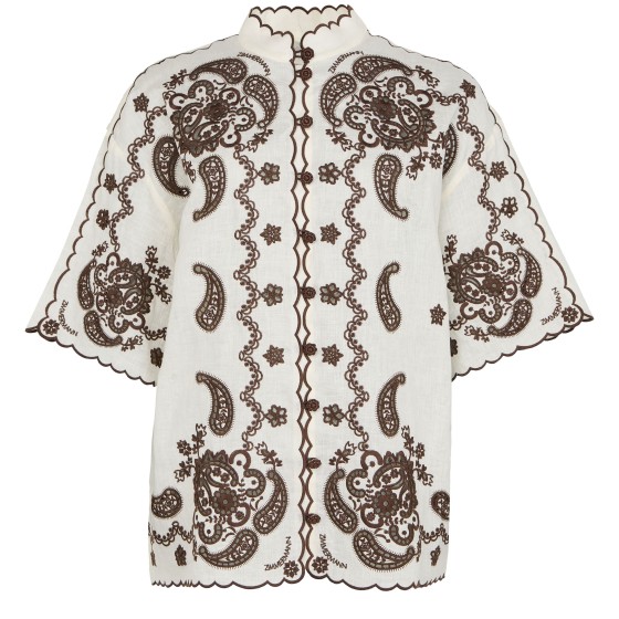 Ascension embroidered short sleeve shirt - Off-white
