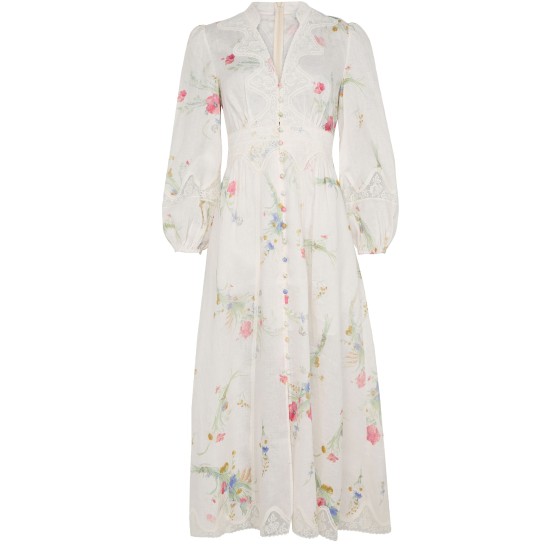 Lucky lace plunge midi dress - Off-white