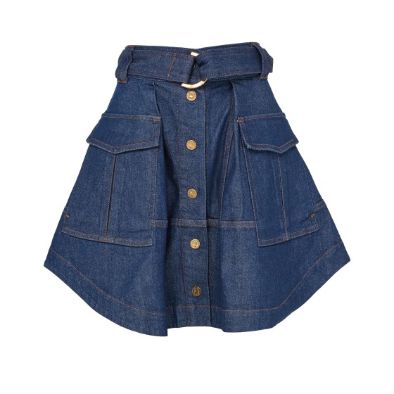 Cargo denim mini skirt - Blue