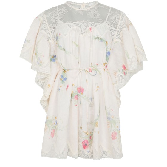 Lucky lace trim mini dress - Off-white