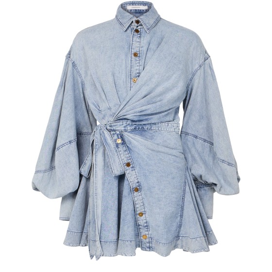 Rebellion mini denim wrap dress - Beige