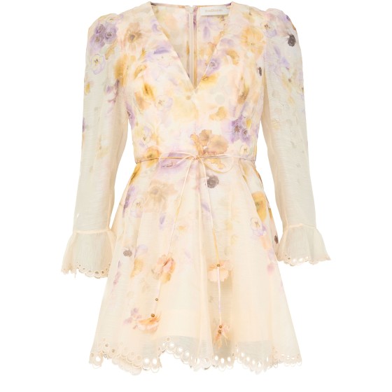 Memento embroidered mini dress - Purple